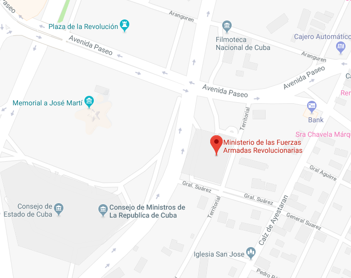 Ubicación geográfica del Ministerio de las Fuerzas Armadas de Cuba